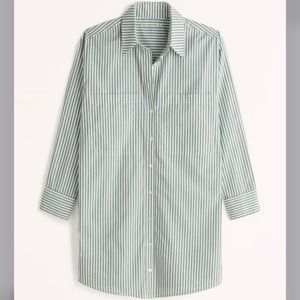 NWT ABERCROMBIE STRIPED POPLIN COLLARED BUTTON DOWN